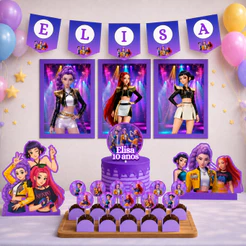 Kit Festa Guerreiras do K POP Huntrix | Personalizado | Aniversário