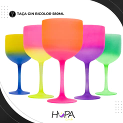 KIT 20 a 100 Taças de Gin 580ml Bicolor - Lisas - Premium em Acrílico - SEM PERSONALIZAÇÃO