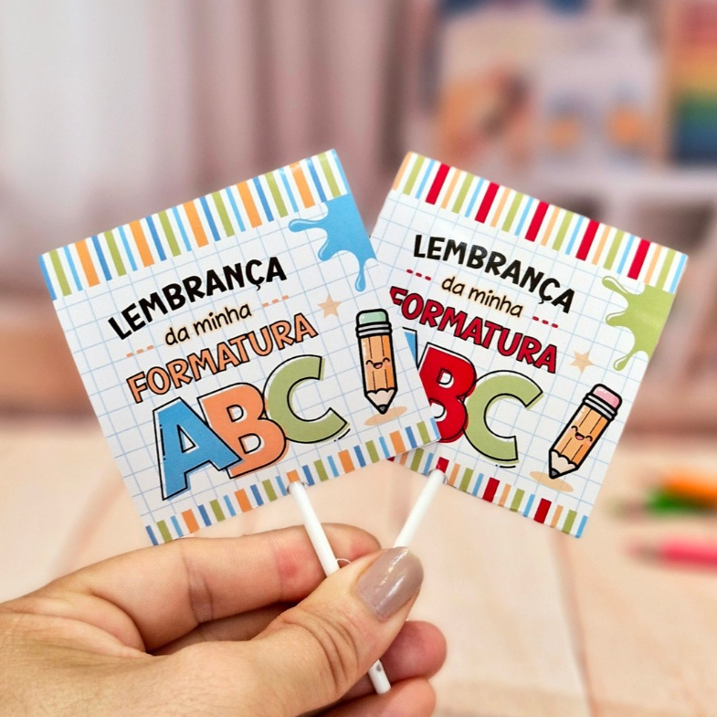 Embalagem para Pirulito Formatura ABC, Lembrancinha Formatura Infantil, Não acompanha pirulito, Formatura ABC