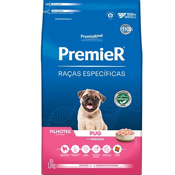 Premier Raças Específicas Pug Filhotes Frango 1kg