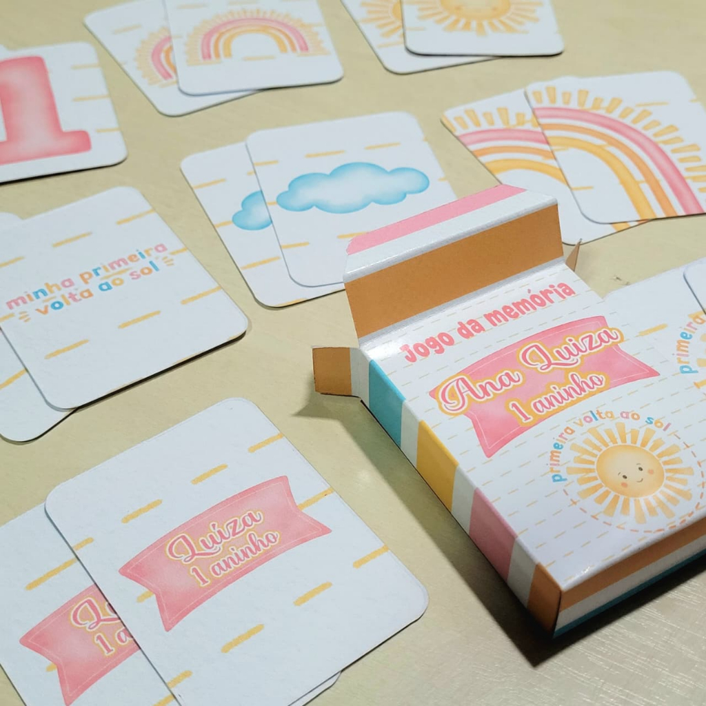 JOGO DA MEMÓRIA PRIMEIRA VOLTA AO SOL ROSA PERSONALIZADO/LEMBRANCINHA PERSONALIZADA/ANIVERSÁRIO
