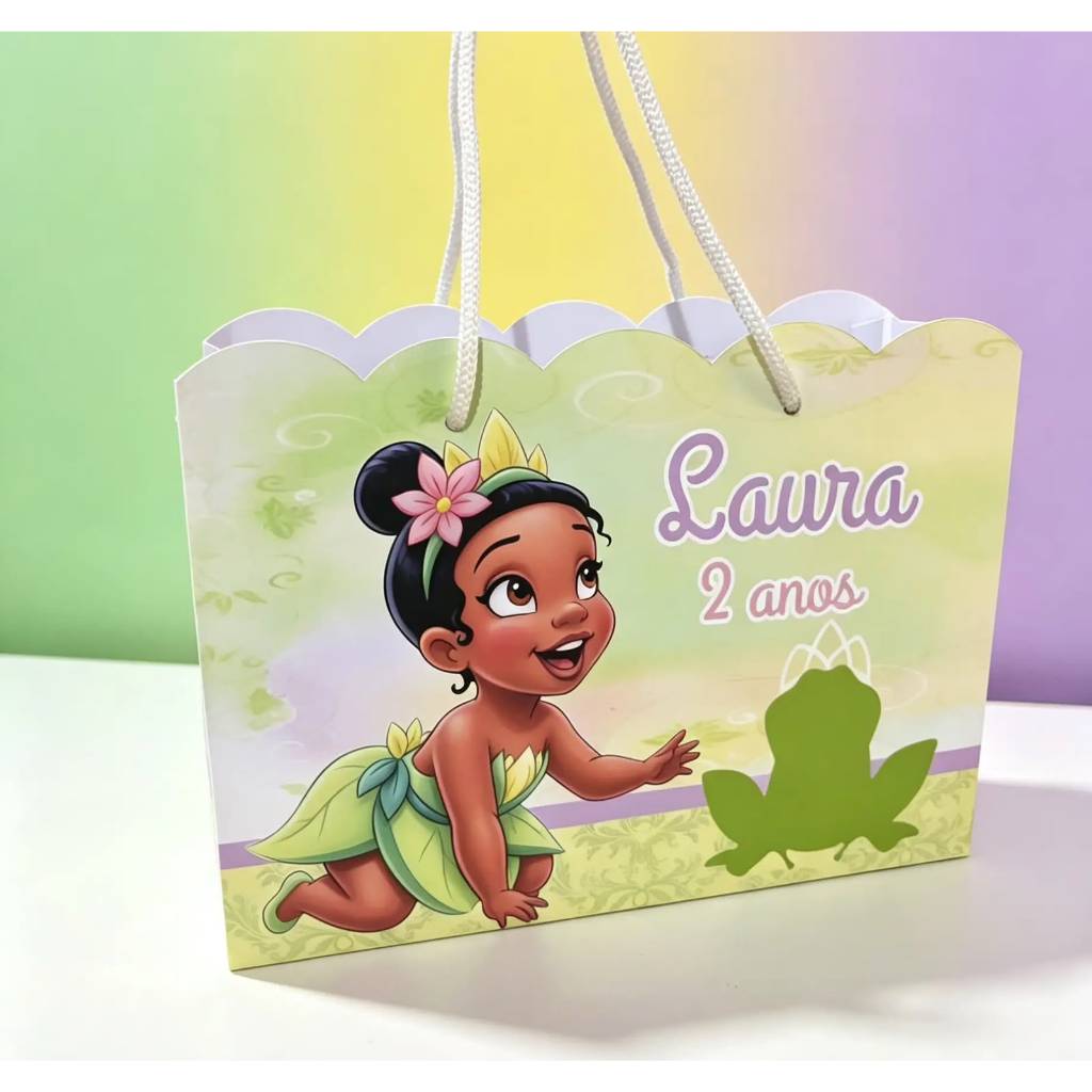 Sacolinha G Personalizada Tiana Baby/A princesa e o sapo cute/lembrancinhas/desmontadas