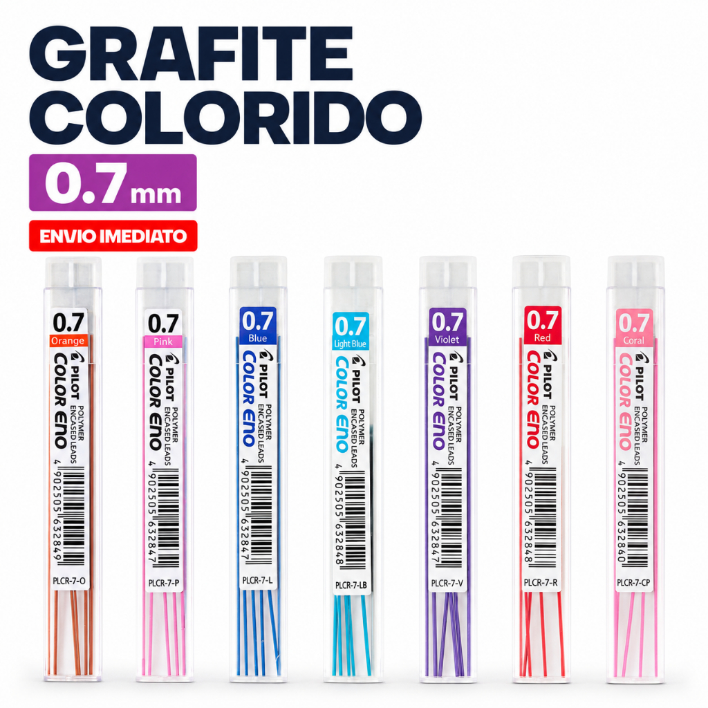 Grafite para Lapiseira Colorido Color Eno 0.7mm 6 Unidades PILOT 7 Cores Disponíveis Alta Qualidade