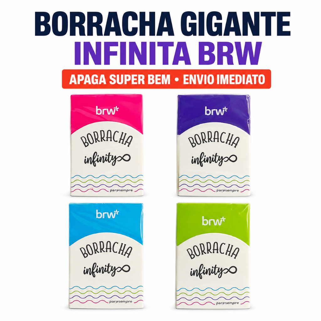 Borracha Grande Gigante Colorida BRW Infinity 7x5x2cm Escolar para Apagar Lápis Grafite Desenho Unidade