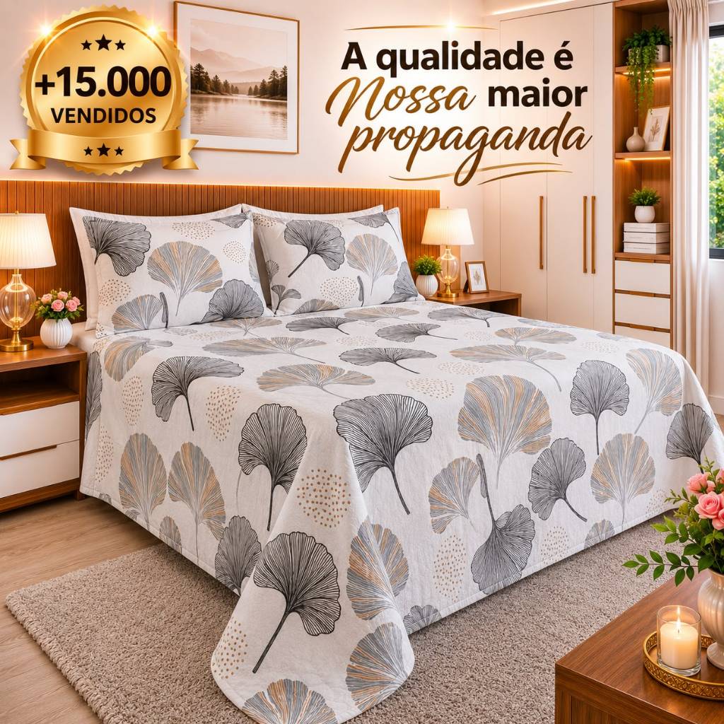 Kit Lençol 3Pçs Percal 500 Fios Casal Queen Linha Luxo Premium