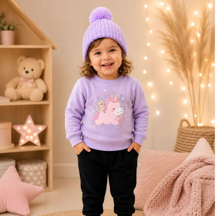 Conjunto de moletom infantil meninas bebê 1ao 8 blusa de frio+calça de moletom flanelada infantil