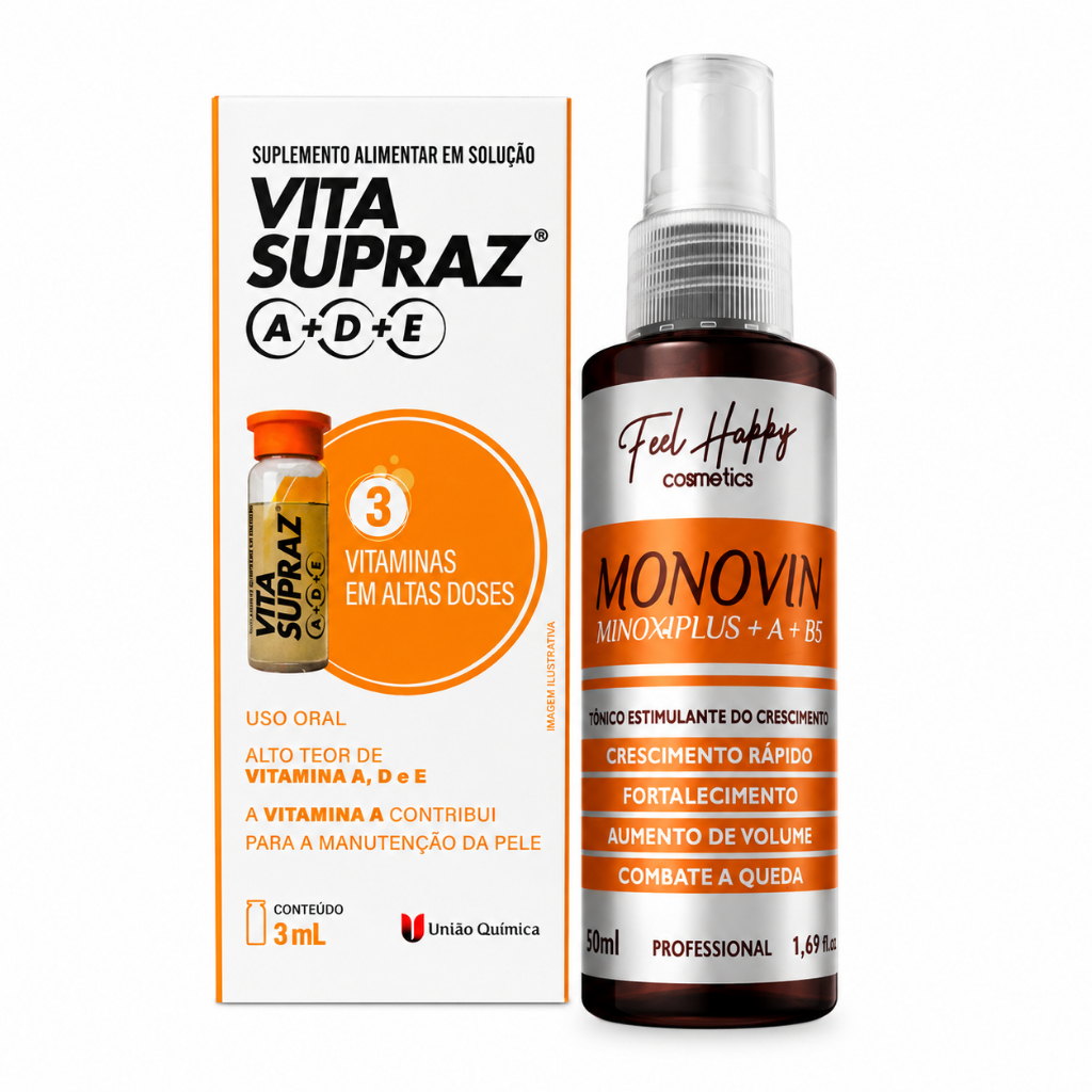 KIT VITA SUPRAZ A+D+E + TÔNICO FORTALECEDOR MONOVIN MINOXIPLUS 60ML – FEEL HAPPY COSMETICS
