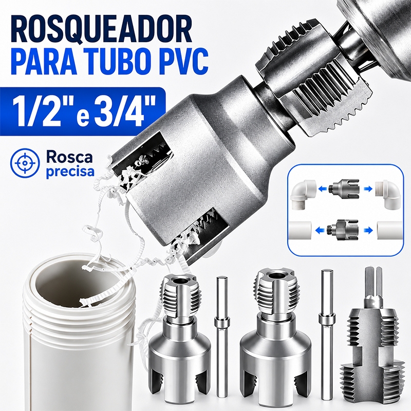 Abridor de rosca interna e externa para tubo PVC 1/2 e 3/4, ferramenta de encanamento compatível com furadeira elétrica