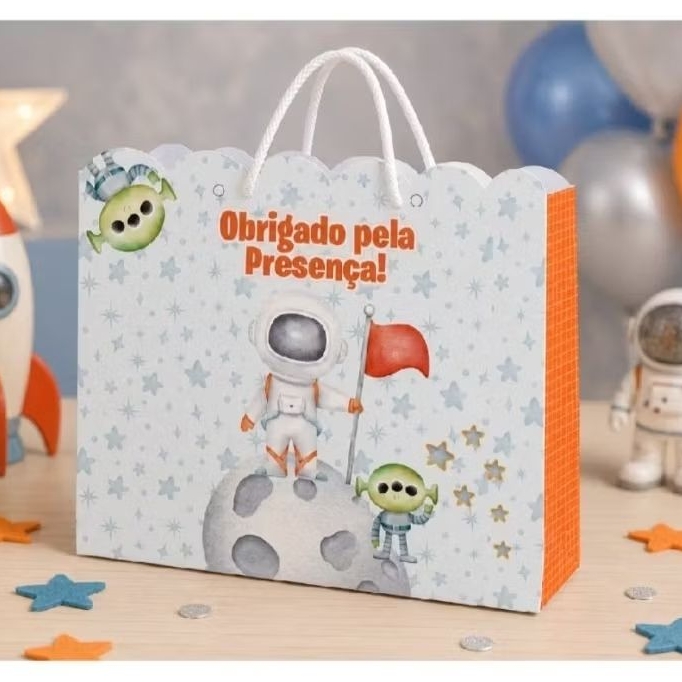 Sacolinha Personalizada Astronauta 1 Lembrancinha Festa Aniversário