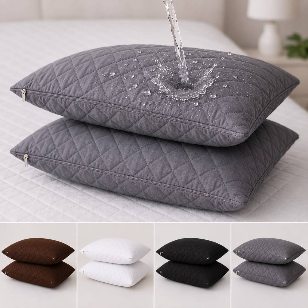 Kit 2 Protetores de Travesseiro Impermeáveis Matelados com Zíper Antiácaro e Laváveis