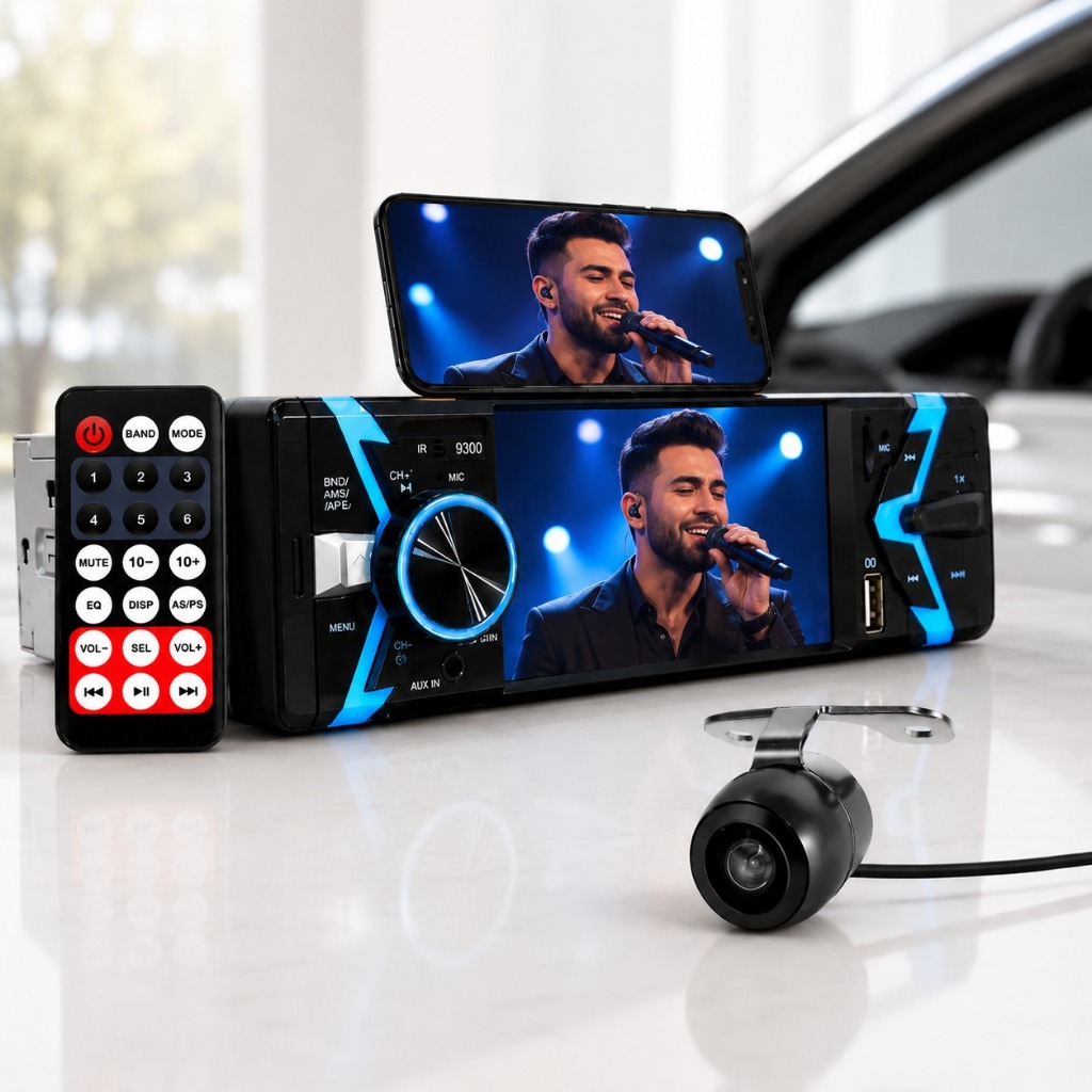 Rádio Automotivo Universal  + Câmera Ré Central Multimídia Mp4 Mp5 4.1 Polegadas Espelhamento Acessório Carro Veículo