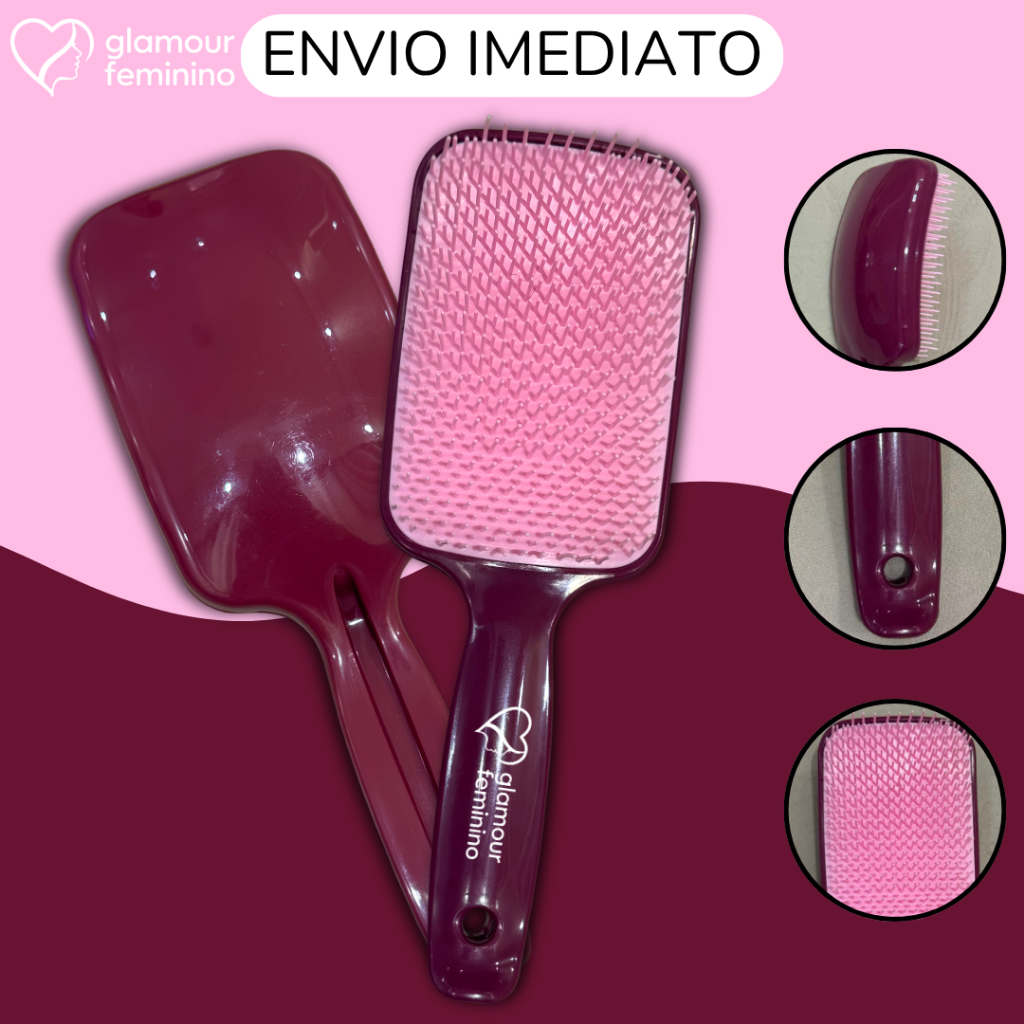 Escova Raquete PremiumFlex - Pra Cabelo - Para Desembaraçar Cabelos -Glamour Feminino