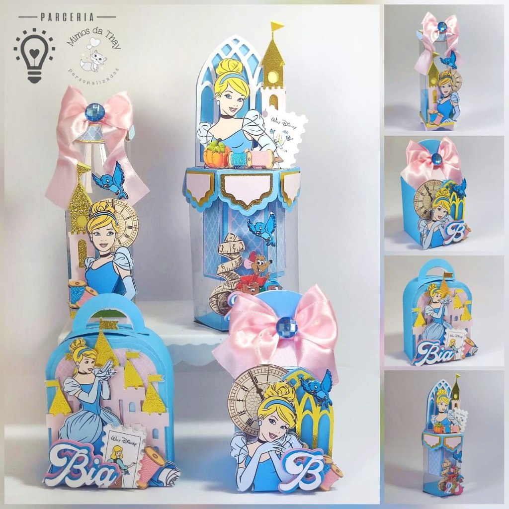 Kit festa- cinderela.- Lembrancinha Personalizada – Caixinhas infantil Decoração Aniversário