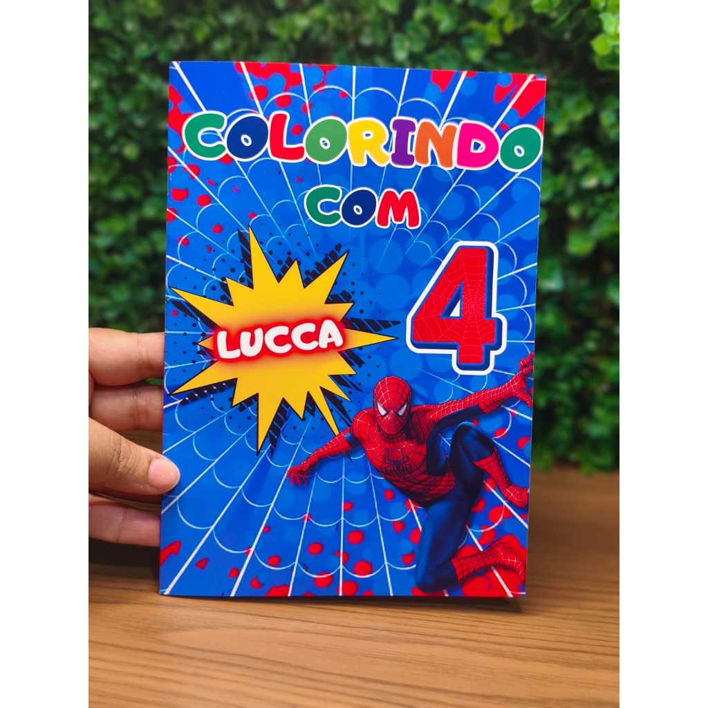 Livrinho de Colorir Personalizado Homem-Aranha,Revistinha para Colorir Infantil,Lembrancinha de Aniversário, Super Heroi