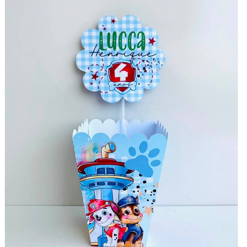 Kit Centro de mesa PATRULHA CANINA MENINO| Personalizado | Enfeite Cachepô | Decoração PEGUE E MONTE