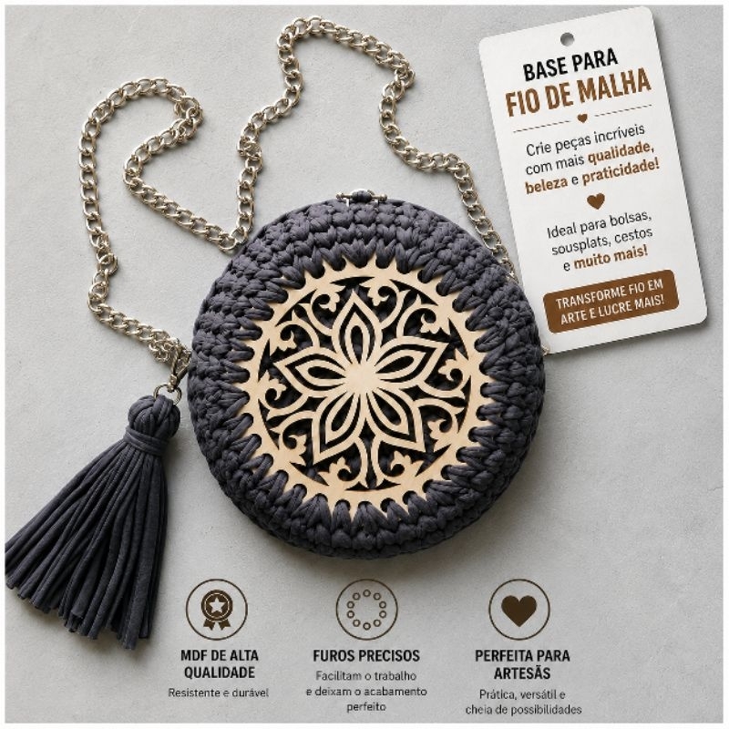 Base em mdf cru 3mm para fio de malha