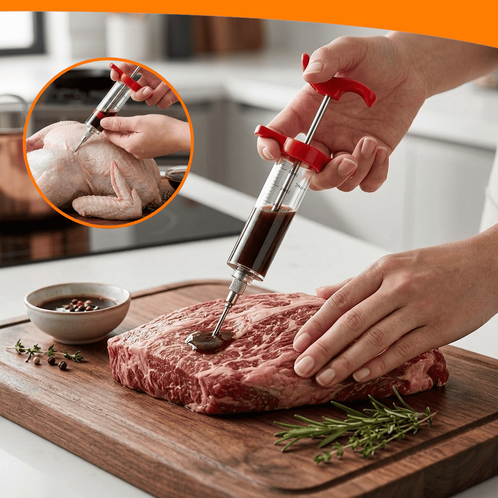 Seringa Injetor de Temperos para Churrasco Carnes Frangos Aves Bolos