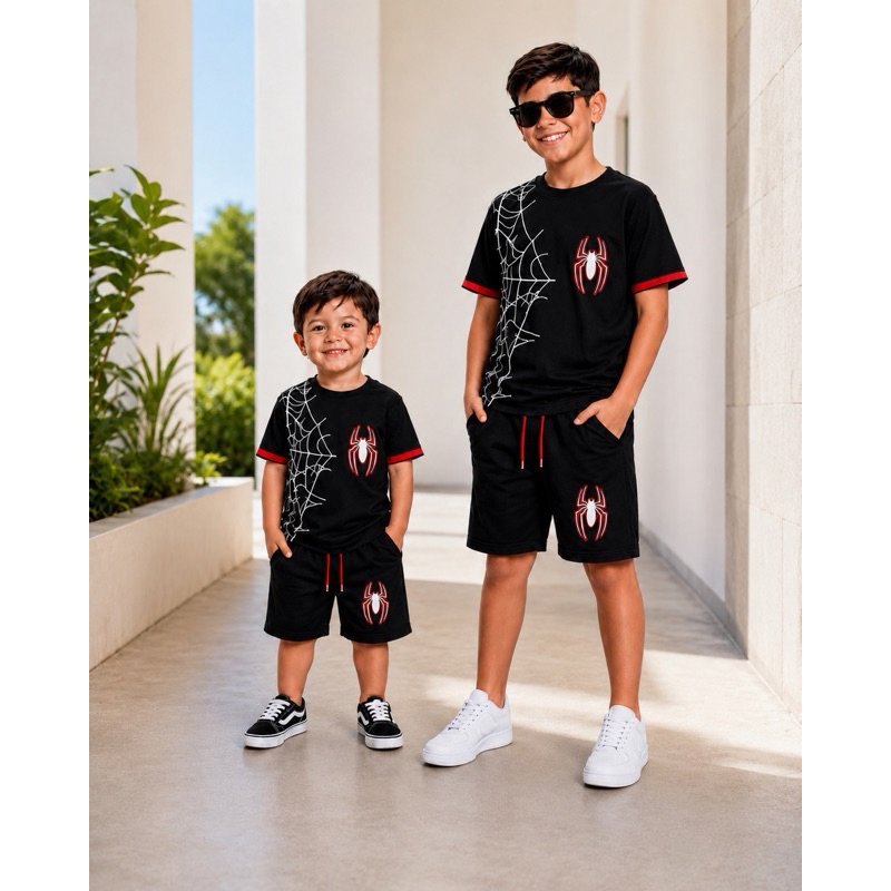 conjunto infantil masculino de verão menino do 2 ao 12 estiloso juvenil ARANHA — imagem 2 de 2
