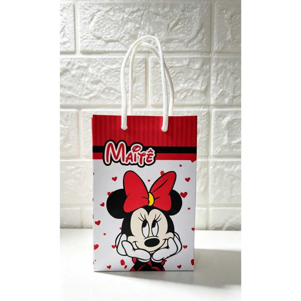 SACOLINHA SURPRESA PERSONALIZADA-TEMA MINNE VERMELHA-TAMANHO P- LEMBRANCINHA PERSONALIZADA-FESTA INFANTIL