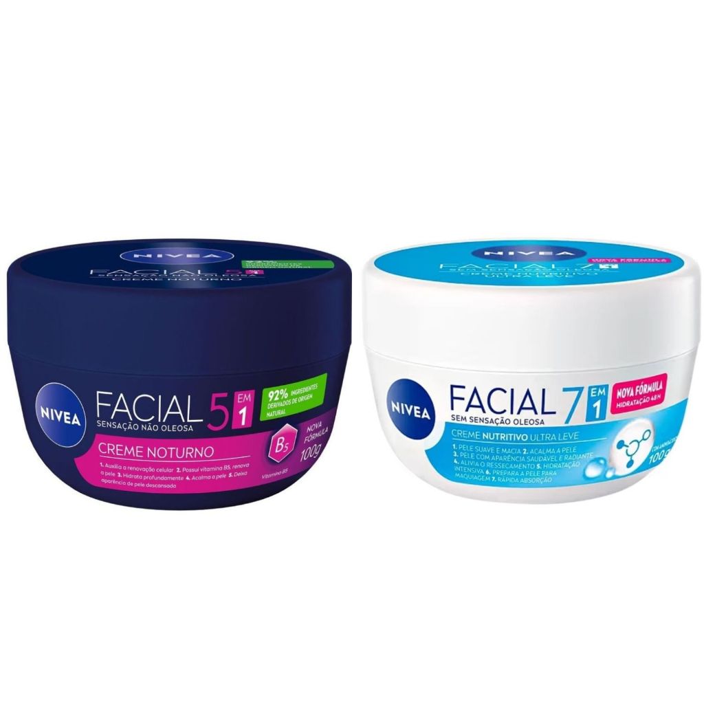 Kit Nivea Creme Facial Noturno + Sensação Não Oleosa 100g Cada