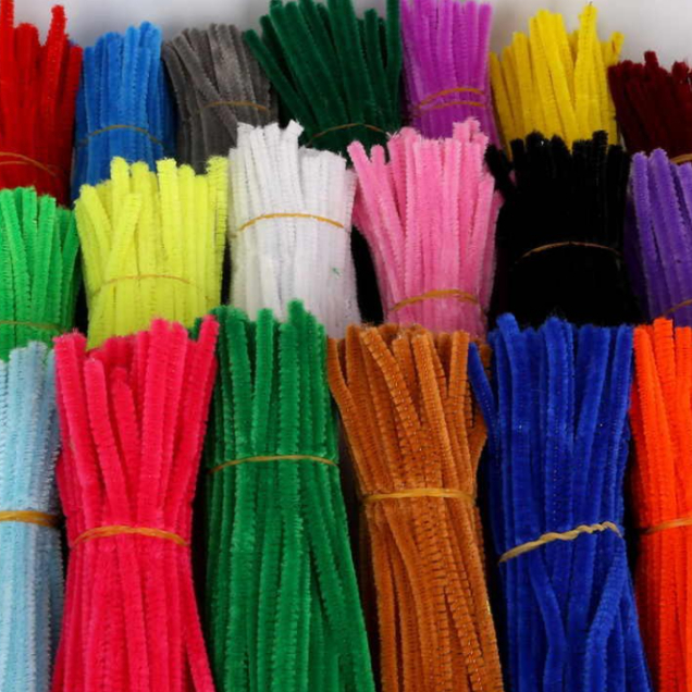 100 Hastes de Chenille Limpador de Cachimbo 30cm Fios Flexíveis Pelúcia para Artesanato DIY
