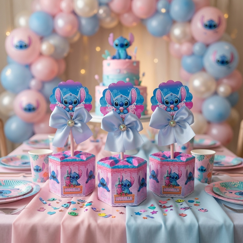 Kit Centro de Mesa Personalizado STITCH Festa Infantil Lembrancinha para Aniversario
