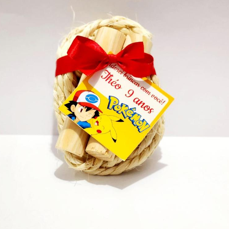 Lembrancinha Pokémon Pikachu e Eevee Pula Corda 10 Unidades Festa Infantil Personalizado Aniversário