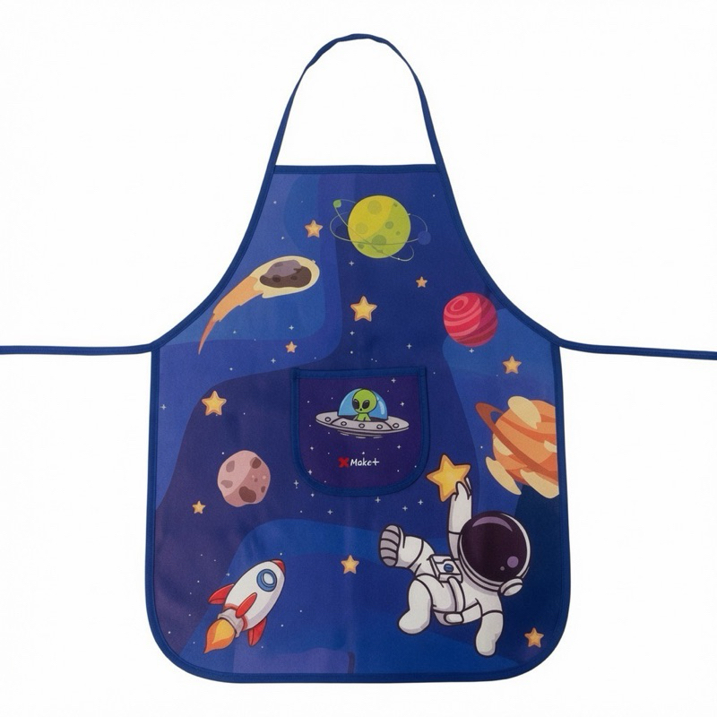 Avental Infantil Impermeável Astronauta com Bolso Escolar Pintura Artes Proteção da Roupa Criança Menino Menina