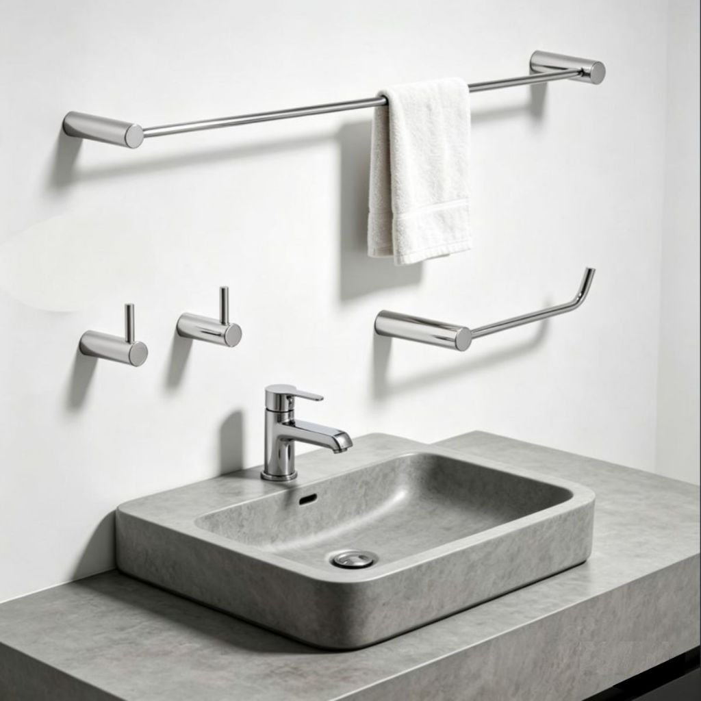 Kit De Acessórios Para Banheiro Orion 4 Peças Utilidades De Box, Pia e Lavabo Grego Metal