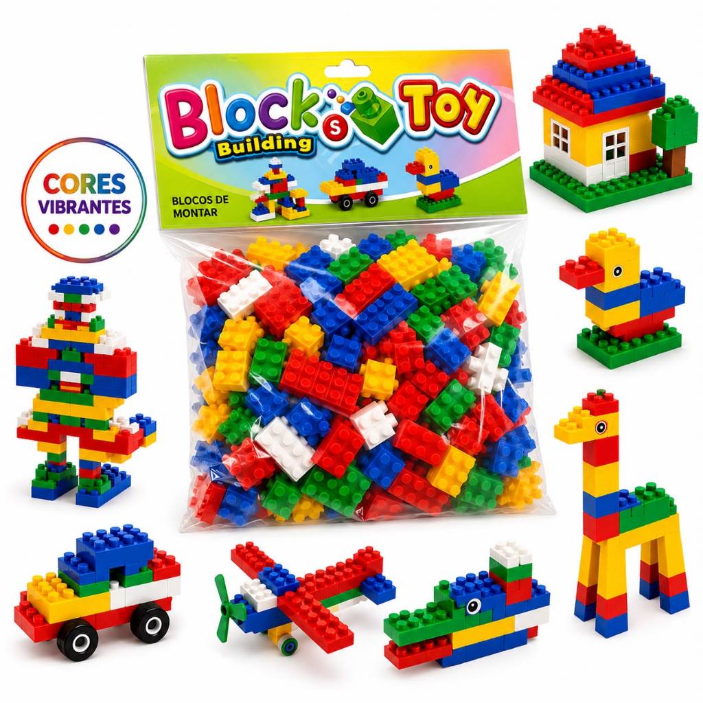 Kit 780/520/260 Blocos de Montar Infantil Educativo Brinquedo de Encaixe Colorido para Crianças