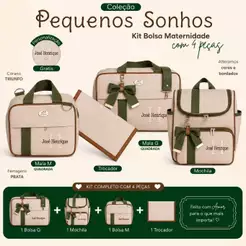 Bolsa maternidade personalizado 4 peças | Coleção Pequenos Encantos Bebê