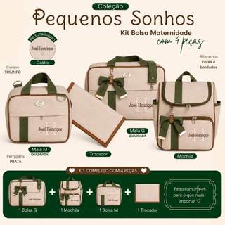 Bolsa maternidade personalizado 4 peças | Coleção Pequenos Encantos Bebê
