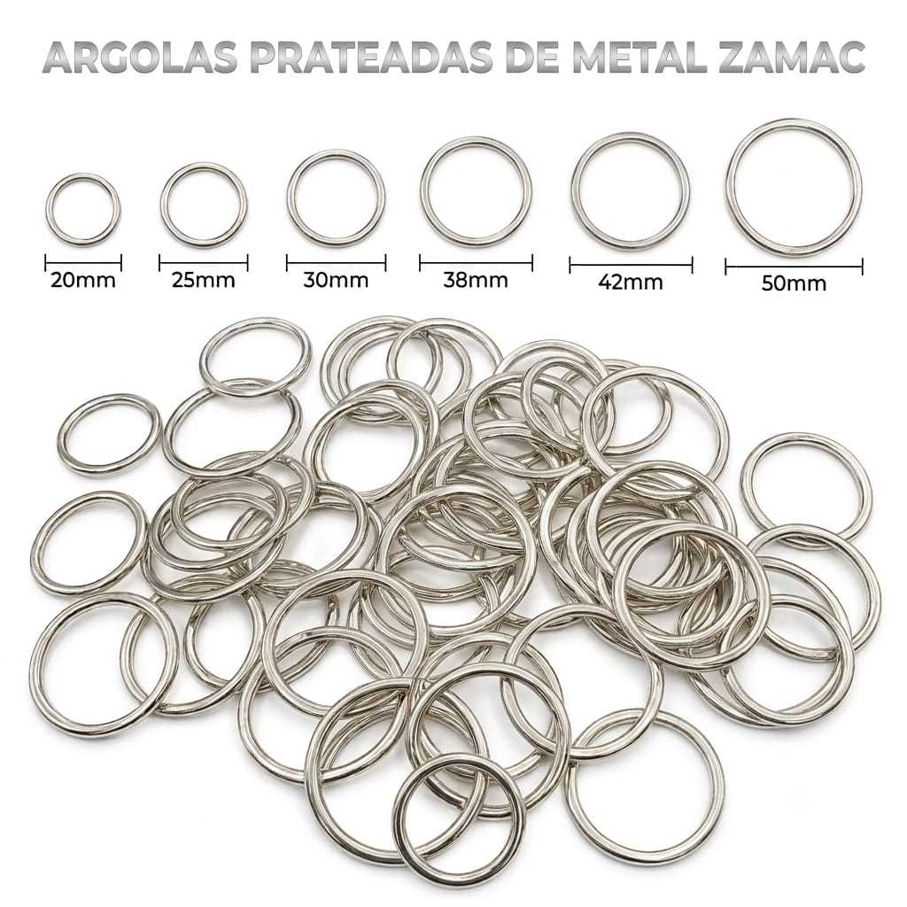 Argola de Metal Prata sem Emenda KIT 50 e 100 Unidades| Zamac Premium | Diversos Tamanhos