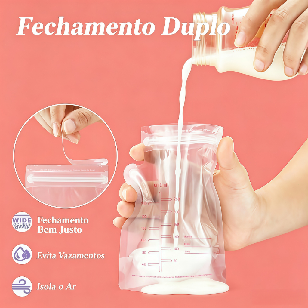 Sacos Descartáveis Leite Materno 250ml Vedação Segura Para Bebê 30 ou 60 Peças Caixa P1