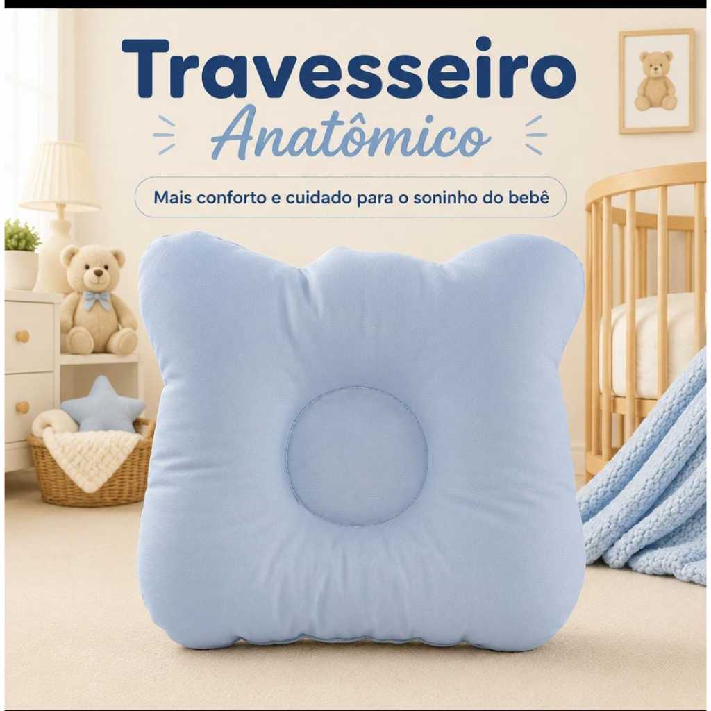 Travesseiro Anatômico para Bebê | Ergonômico, Respirável e Confortável | Apoio para Cabeça e Sono Seguro