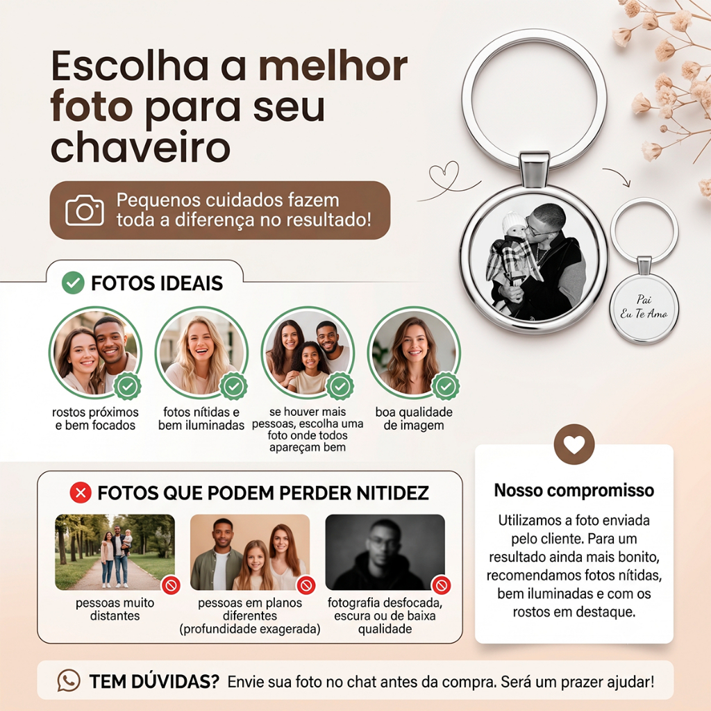Chaveiro Redondo Personalizado Com Foto Com Caixinha Aço Inox — imagem 2 de 2