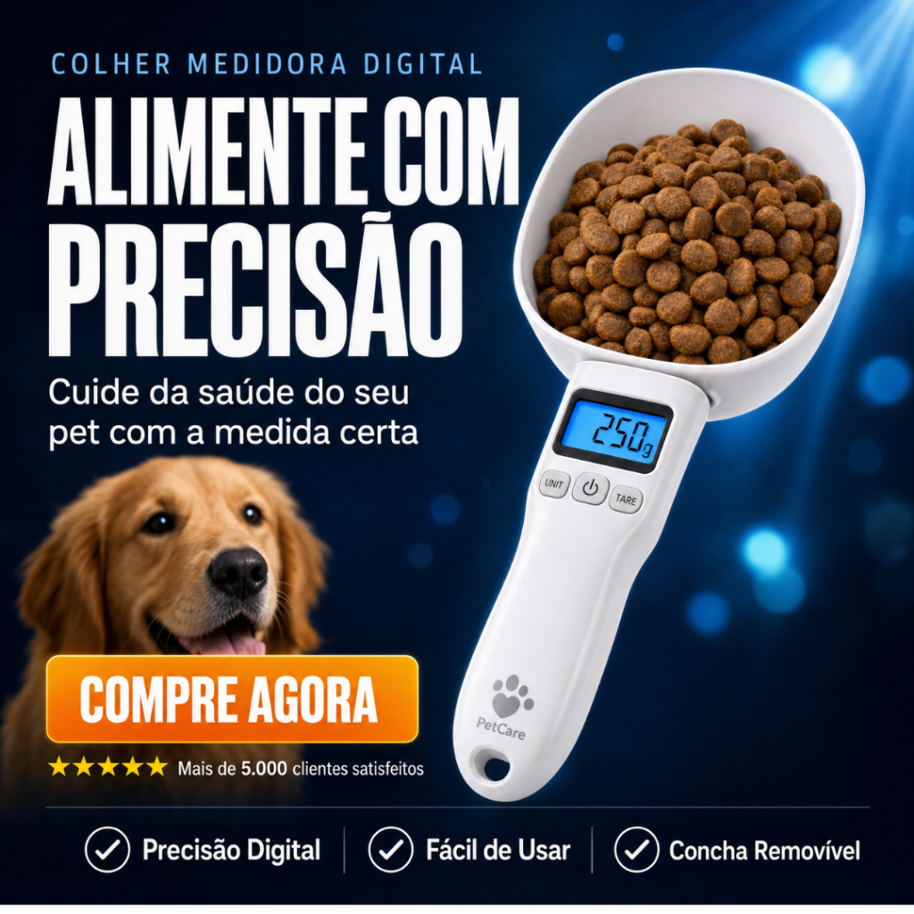Colher Balança Digital Para Cozinha e Ração Pet Medidor de Precisão