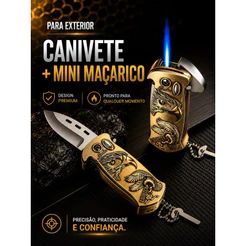 Maçarico Isqueiro Canivete Multifuncional Recarregável Sobrevivência Camping Tático Militar Churrasqueira Pesca Caça