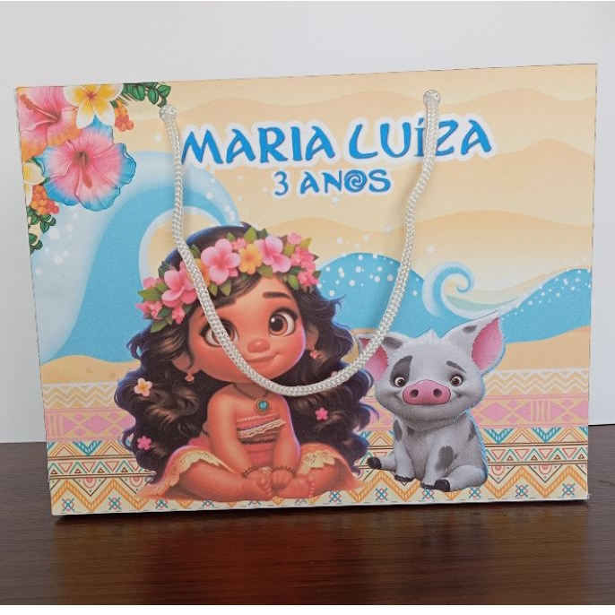 Sacolinha Personalizada Moana | Lembrancinha Aniversário Infantil | Kit 10,20,30 unidades