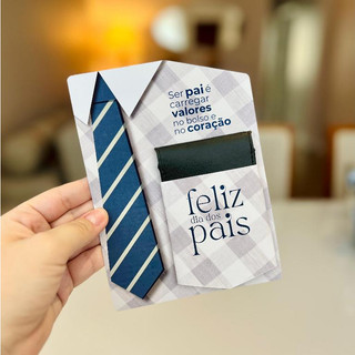 ENVIO IMEDIATO SEM PERSONALIZAÇÃO Lembrança Dia dos Pais Porta Cartão Masculino com Mensagem Mimo para Pais, Empresas
