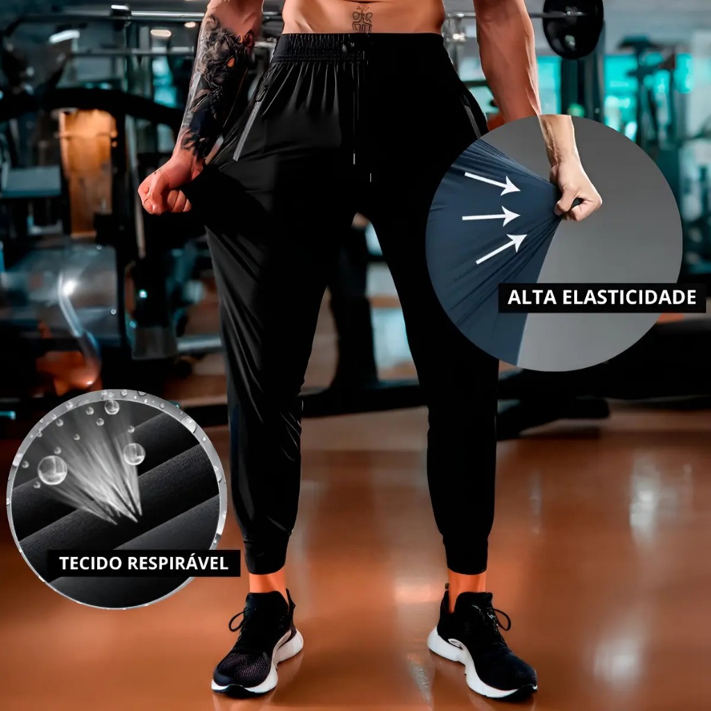 Calça Jogger Masculina Dry Fit Poliamida Premium De  Academia Elastano Confortável Fitness Secagem Rapido
