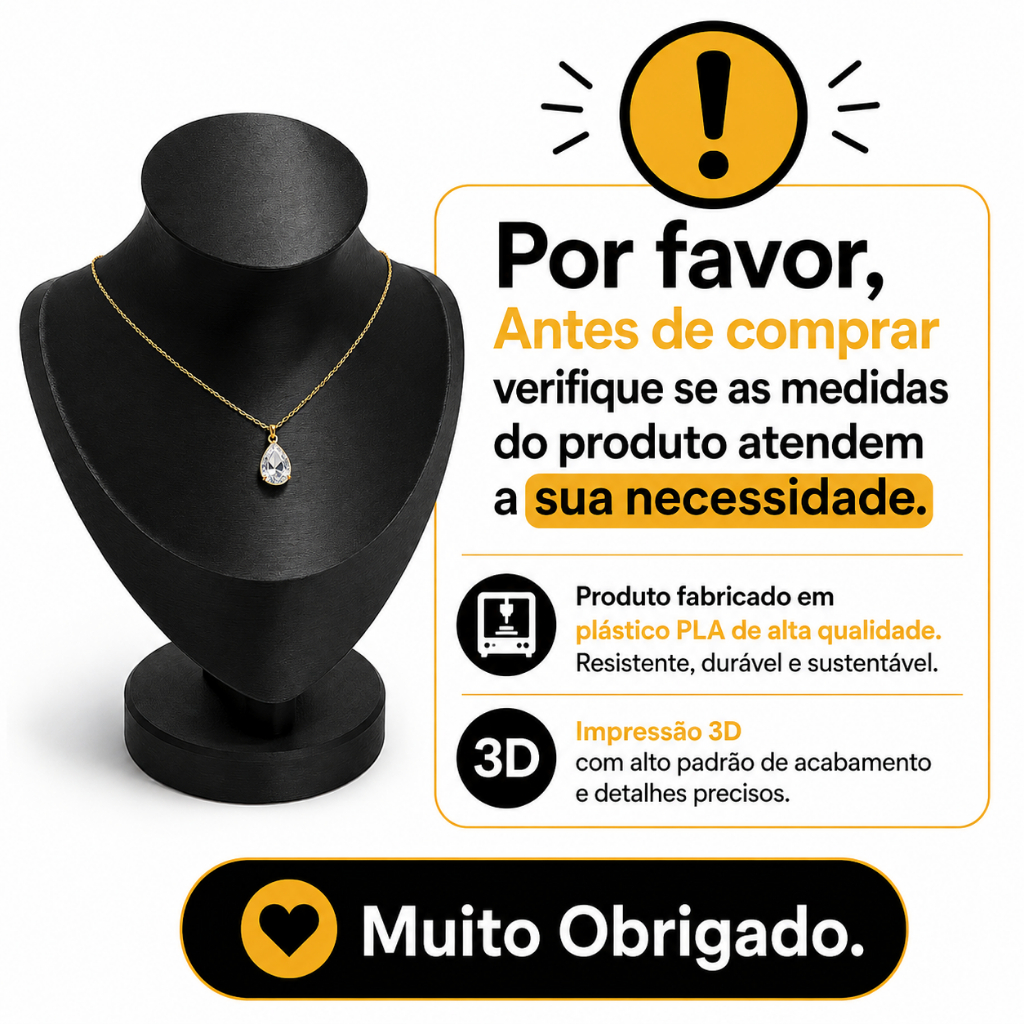 Expositor para Colares e Brincos 2 em 1 Busto Porta Joias Premium Organizador para Bijuterias e Semijoias — imagem 2 de 2