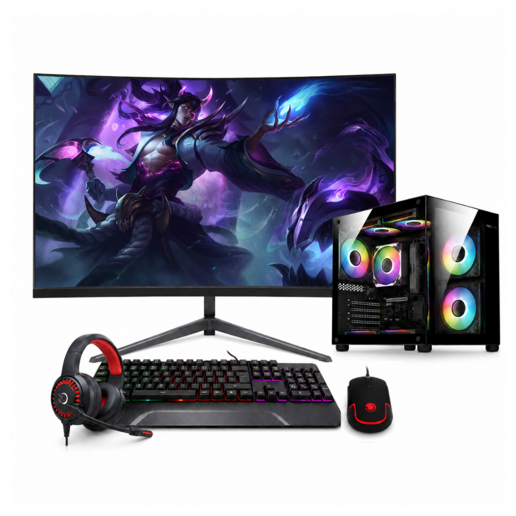 Computador Pc Gamer Intel I9 SSD 1TB Nvme 32GB DDR4 Ram RTX 5060 Monitor 24" Cur