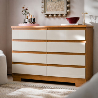 Cômoda 8 Gavetas Para Quarto Casal Com Pés E Corrediça Telescópica Grande Organizador Rou…