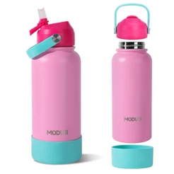 Garrafa Térmica Inox1000ml com Canudo, Antivazamento, Cores Exclusivas MODUS - Com Adesivos