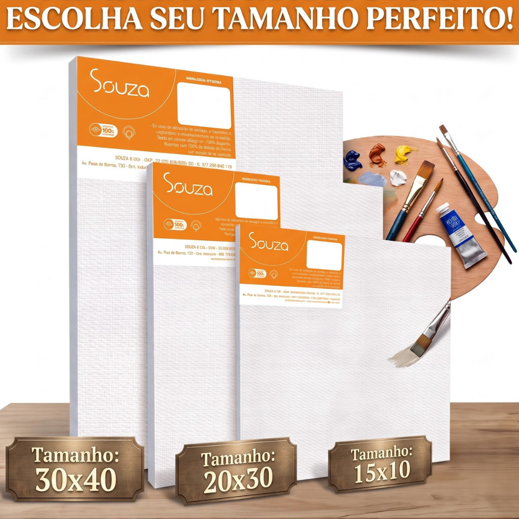 Kit 5 Telas Quadro De Pintura 10x15 20x30 30x40 De Algodão Tinta Guache Acrílica Artesanato Souza