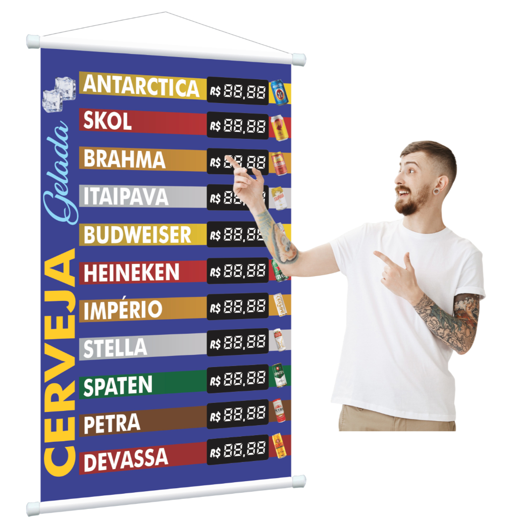 Banner Adega Bebidas 100x63cm -cervejas divulgação tabela de preços