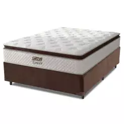 Cama Box Queen Colchão De Molas Ensacadas Tower Gazin 158x198x72cm Branco / Marrom