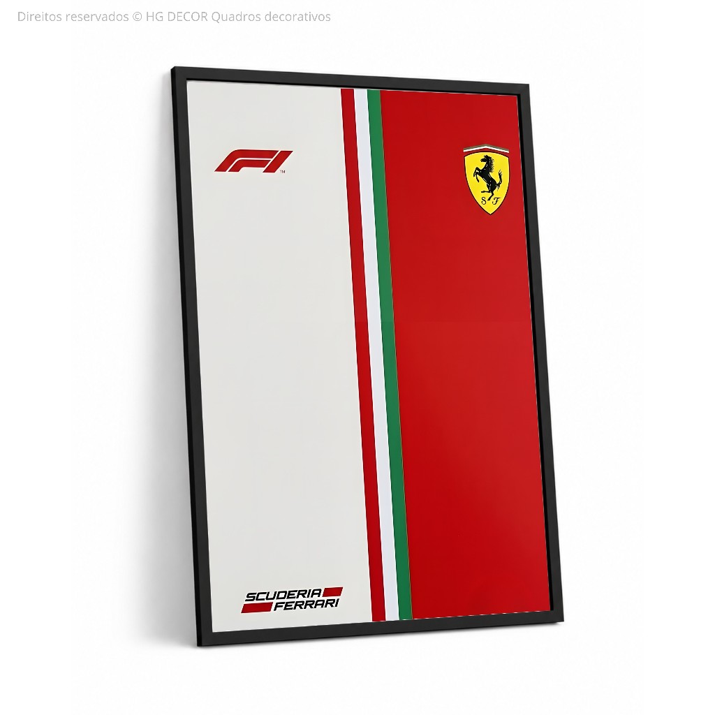 Quadro Ferrari Fórmula 1 Lego Pôster Com Moldura 50x70 F1 Decorativo Compatível com Miniatura Lego Carro Colecionável Sc