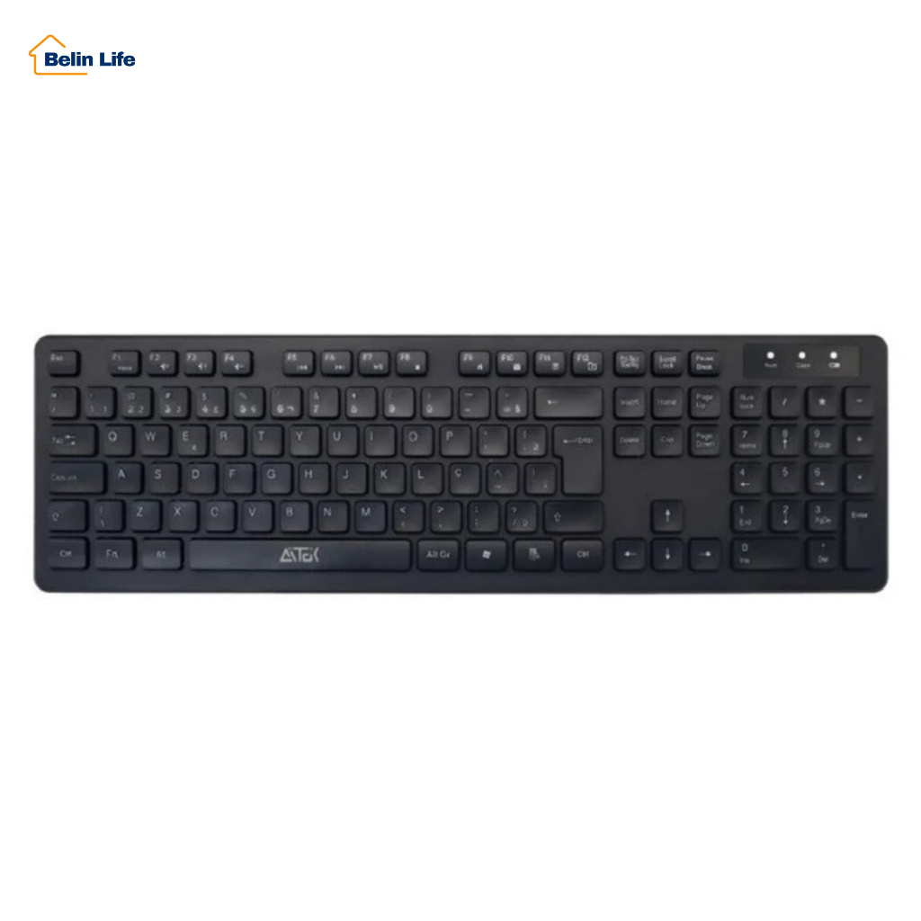 Teclado Sem Fio Aitek ATE-W11 ABNT2 Wireless 2.4GHz PC Notebook